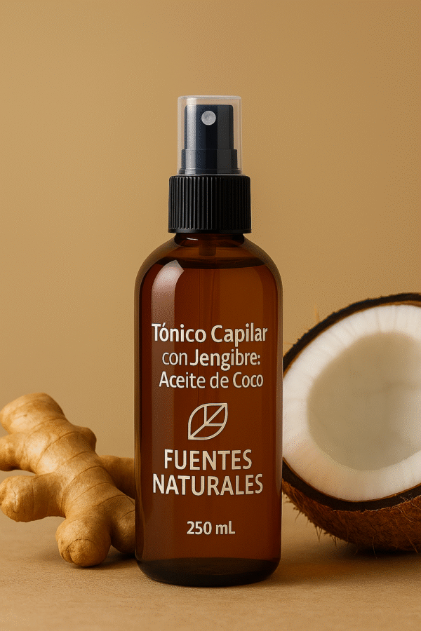 🌿 Tónico Capilar Fortalecedor con Jengibre y Aceite de Coco – 250 ml