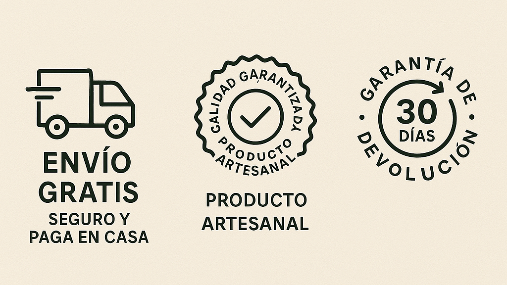 Garantía de envío gratis, devolución y sello artesanal
