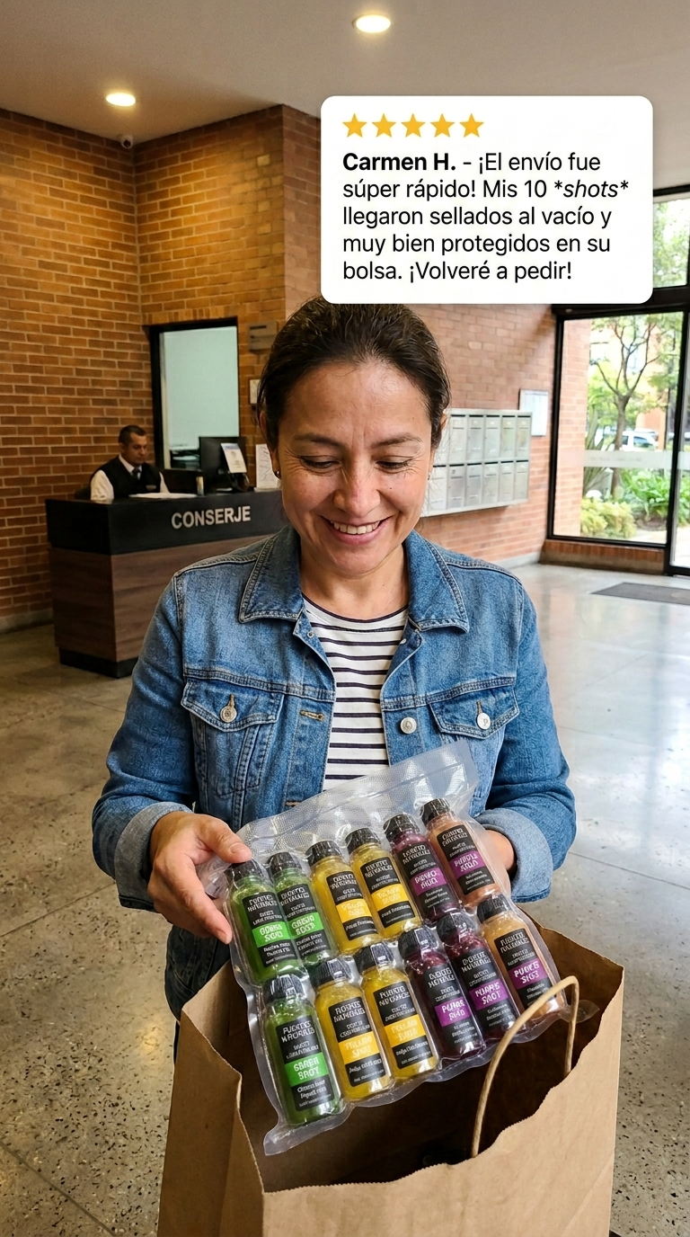 Cliente sosteniendo bolsa de entrega