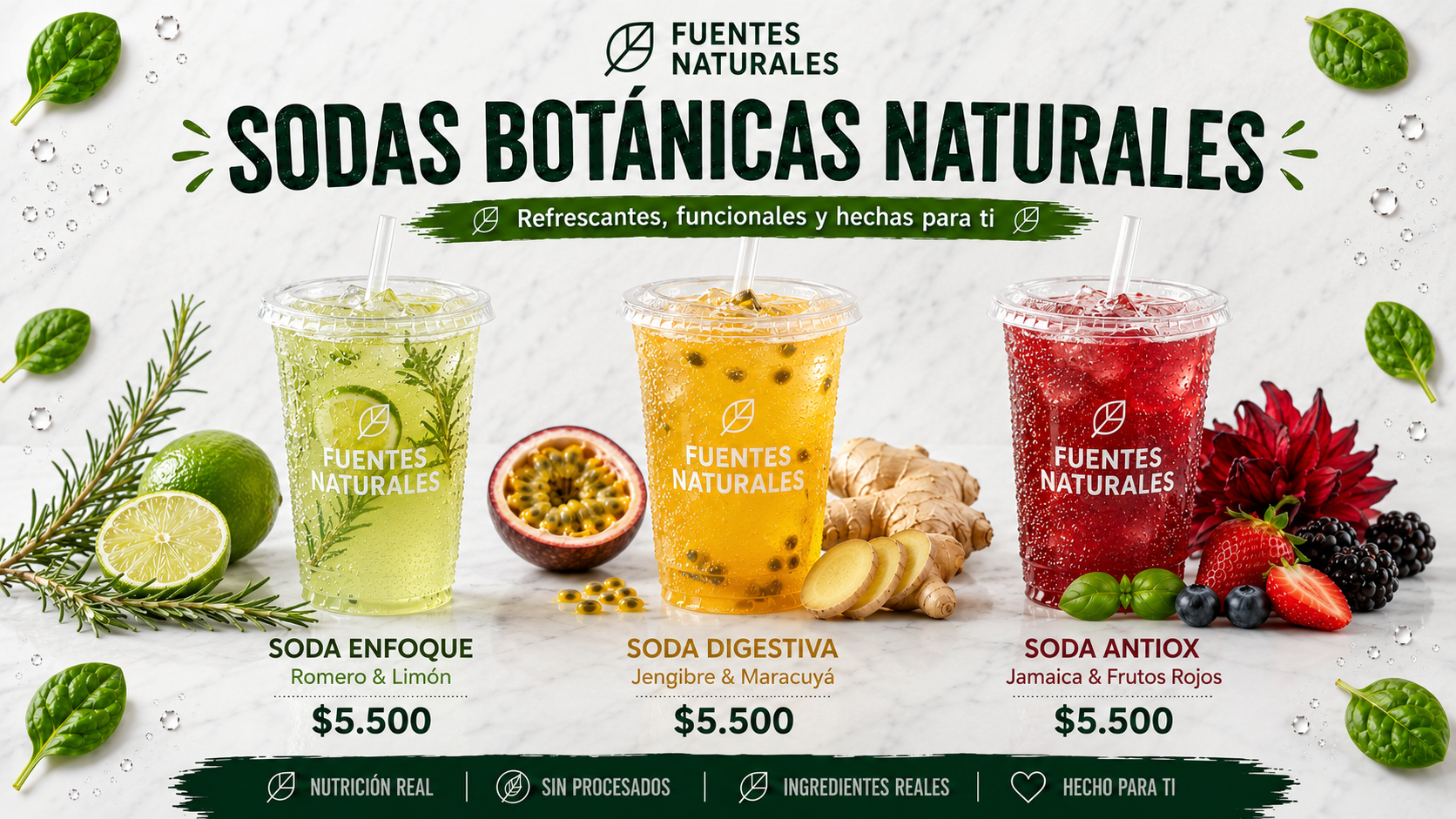 Sodas botánicas naturales Fuentes Naturales