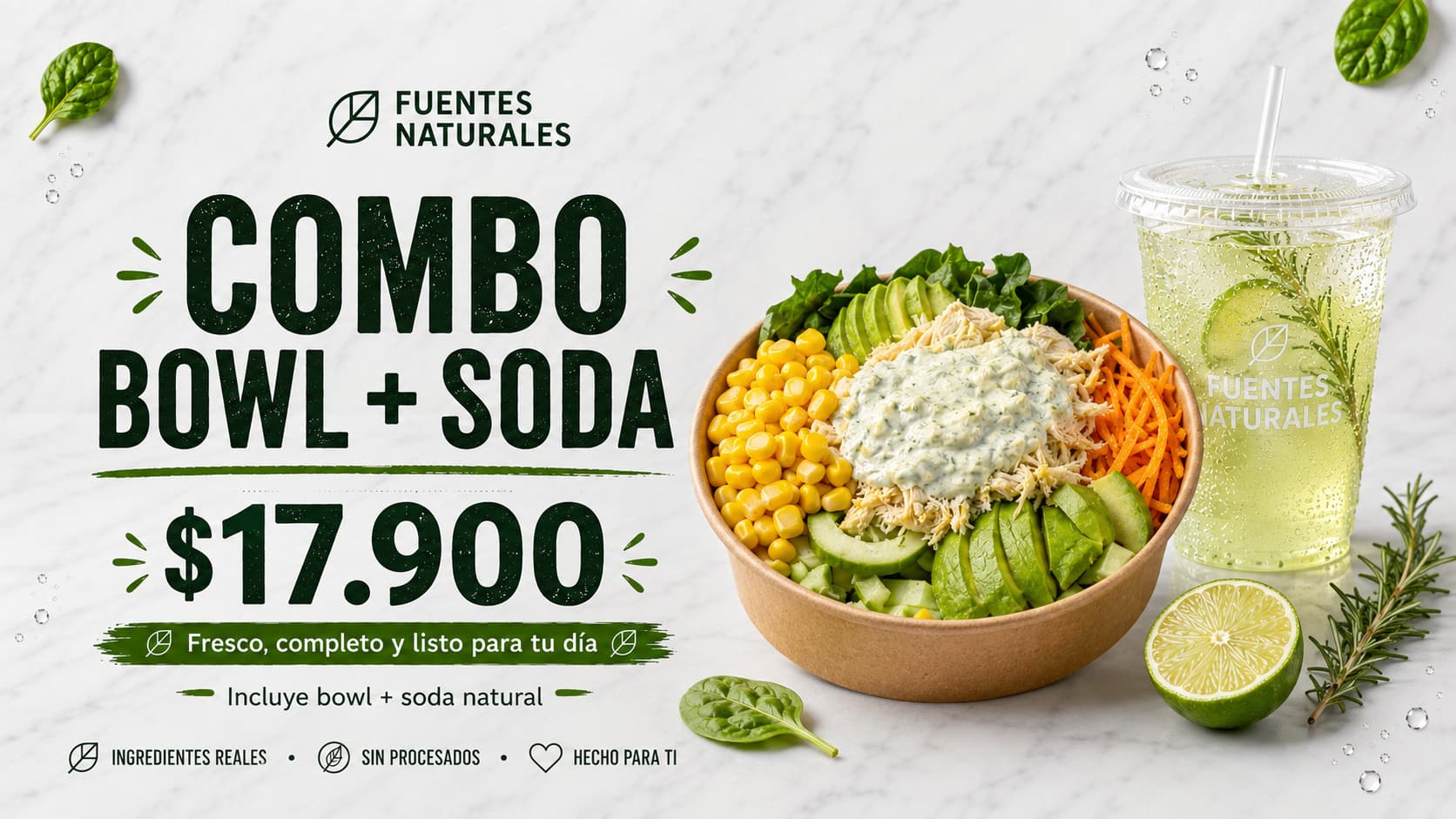 Combo Bowl Antioxidante con pollo Fuentes Naturales