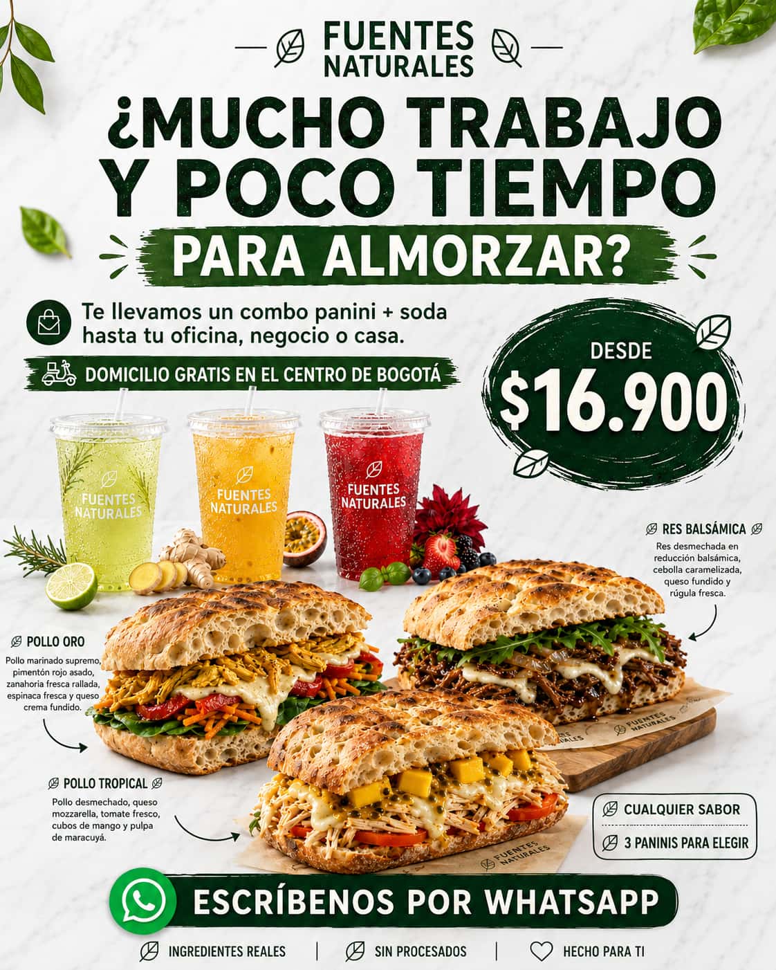 Combos paninis Fuentes Naturales